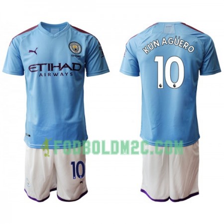 Manchester City KUN AGUERO 10 Børn Hjemmebanesæt 2019/20 Kortærmet (+ Korte bukser)